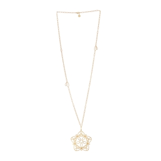 Women's Long Flower Necklace Kaleia Windra DCO160D Anartxy Surgical Steel 316L-Gold Plated IP